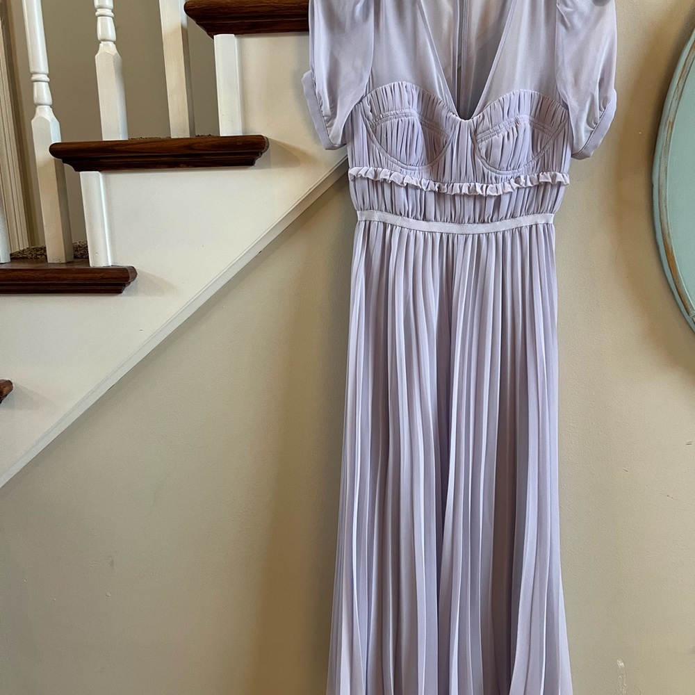 Self-Portrait Purple Pleated Midi Gown